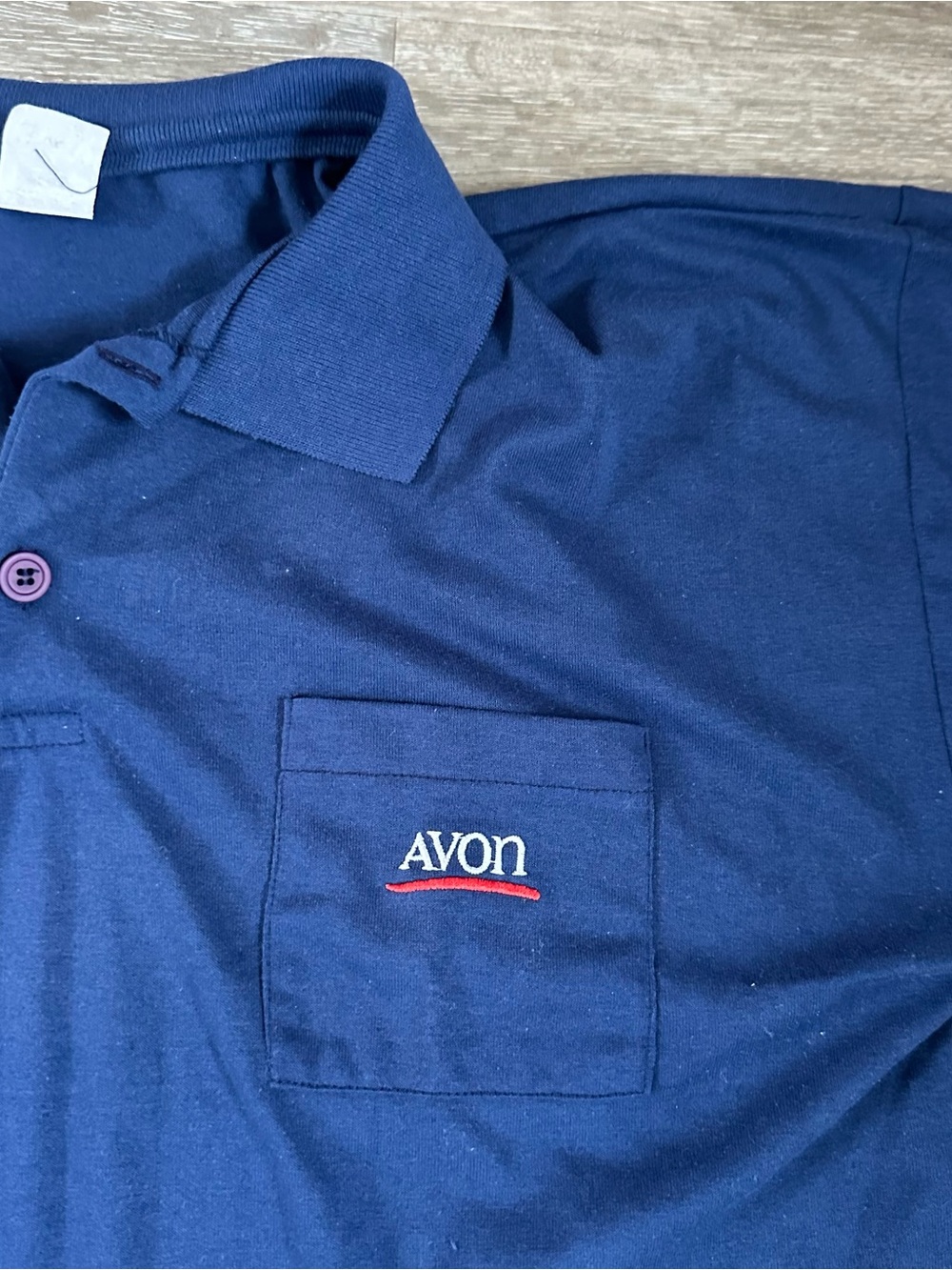 Vintage Avon representative blue collared shirt Sz L/Xl
